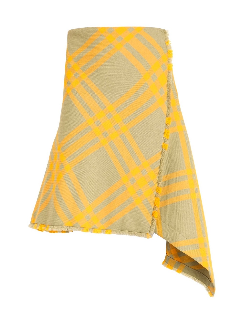 Burberry Yellow Plaid Tartan Wrap Skirt